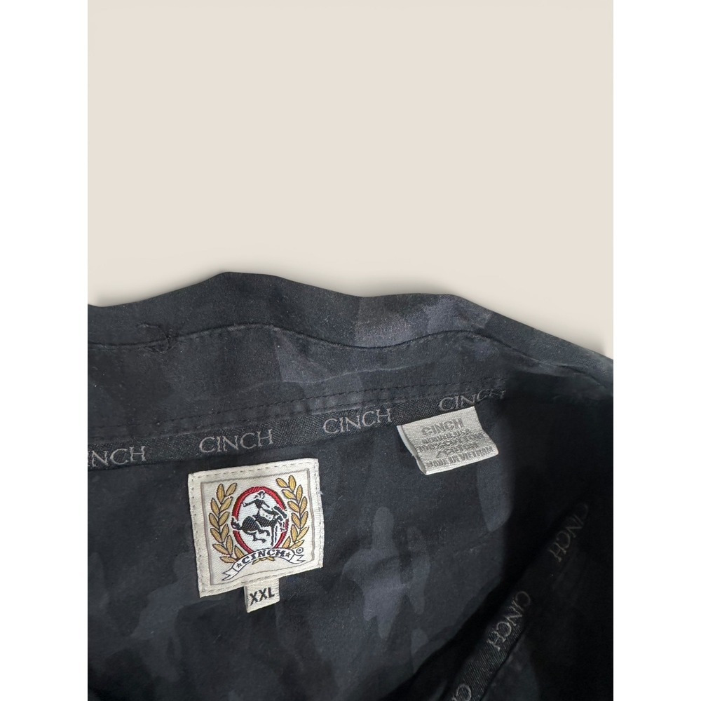 Cinch Mens XXL Camouflage Long Sleeve Button Down Shirt Grey Black Cotton - Picture 3 of 5